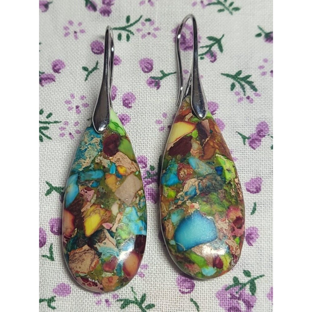 Natural Sea Sediment Imperial Jasper Dangle Earrings